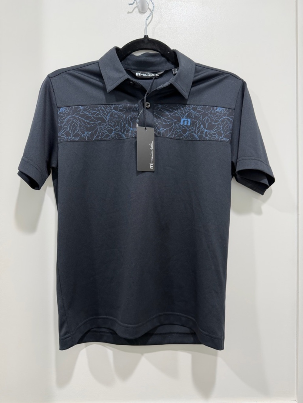 TravisMathew Women Golf Polo M Blue Floral Hawaiian NWT